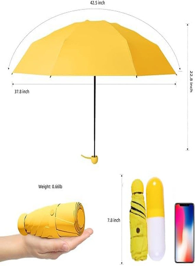 REXERA Mini Umbrella with Cover for Men & Women (Manual Open) Compact Travelling Umbrella, Polyester & UV Protection Fabric for Summer/Anti-Slip Handle- Use in Rain & Summer- 6 Frame (Yellow) - Image 3
